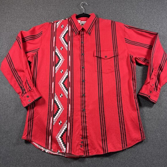 Roper Other - Roper Border Western VTG 90s Shirt Red & Black Aztec Striped Mens XL USA